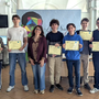 Nella foto, da sinistra a destra: Sara Dellaferrera (2B), Filippo Peano (5B), Pietro Milano, Fabio Giubellino, Nicolò Tomassetti, Daniele Marino (5E).