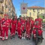 Un gruppo di volontari della Cri di Monesiglio, nel maggio scorso a Cuneo (Fb)