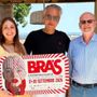Da sinistra Valentina Moretto, direttrice artistica e creativa di Bra's, Andrea Bocelli e Luigi Barbero, direttore Ascom Bra