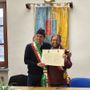 Maurino, a sinistra, alla firma del gemellaggio Maurino, a sinistra, alla firma del gemellaggio