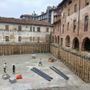 Saluzzo, l'avvallamento nella corte interna dell'antico albergo del Falcone Saluzzo, l'avvallamento nella corte interna dell'antico albergo del Falcone