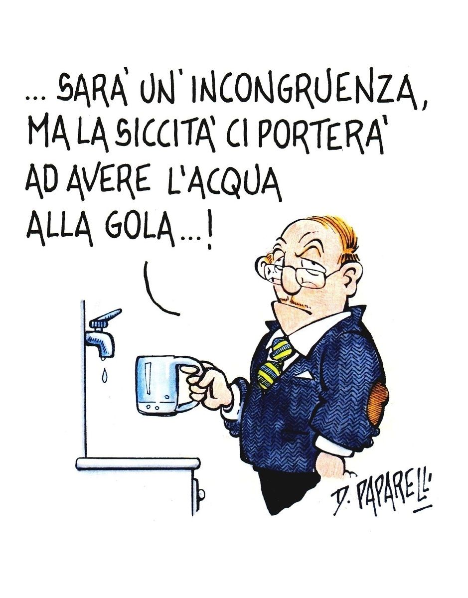 Riflessioni sulla siccità nella vignetta di Danilo Paparelli
