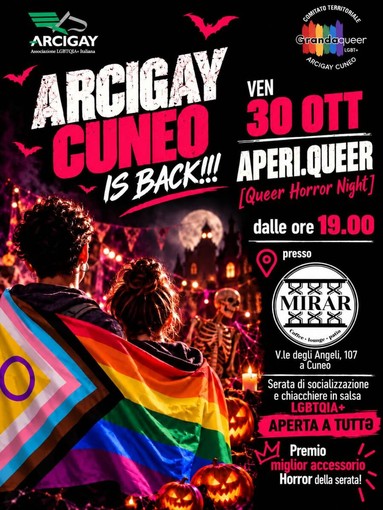 Torna l'AperiQueer di Arcigay Cuneo: si festeggia Halloween con la Queer Horror Night Torna l'AperiQueer di Arcigay Cuneo: si festeggia Halloween con la Queer Horror Night