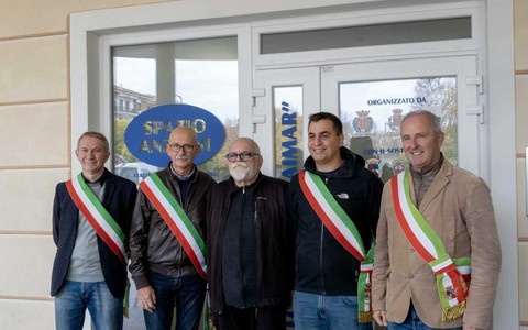 Da sinistra, Degiovanni, Ezio Donadio sindaco di Busca, il presidente Alfieri, Ribero e Armando