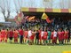 Un'immagine dell'aprile scorso: i giocatori del Bra festeggiano la promozione in Serie C davanti ai propri tifosi