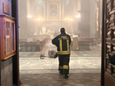L'intervento dei Vigili del Fuoco all'interno del Duomo di Cuneo