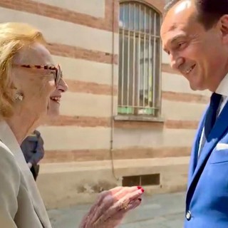 Maria Franca Ferrero col governatore piemontese Alberto Cirio