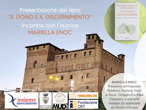 “Il dono e il discernimento”: al Castello di Grinzane si presenta il libro di Mariella Enoc
