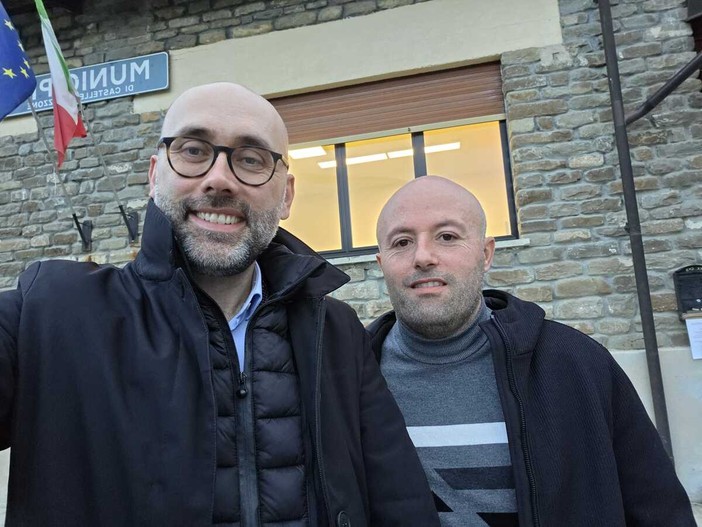 Il presidente della Provincia Luca Robaldo con il sindaco di Castelletto Uzzone Gabriele Molinari