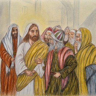 “Gesù ammaestra i sadducèi”, disegno dell’artista braidese Pinuccia Sardo