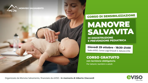 Manovre salvavita per lattanti e bambini: a Saluzzo una serata gratuita con gli istruttori di Monviso Salvamento Manovre salvavita per lattanti e bambini: a Saluzzo una serata gratuita con gli istruttori di Monviso Salvamento