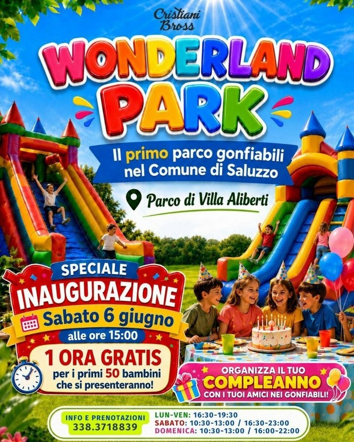 Wonderland Park arriva a Saluzzo: gonfiabili, divertimento e feste di compleanno per un'estate tutta da vivere