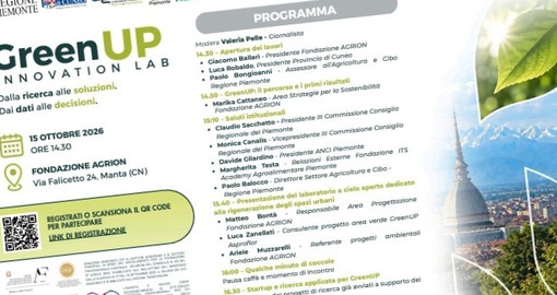 Giovedì 15 ottobre 2026 Fondazione Agrion presenta "GreenUP Innovation Lab" Giovedì 15 ottobre 2026 Fondazione Agrion presenta "GreenUP Innovation Lab"
