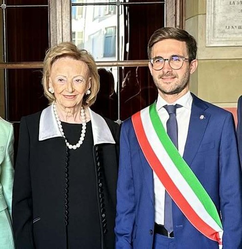 Maria Franca Fissolo Ferrero con il sindaco di Alba Alberto Gatto