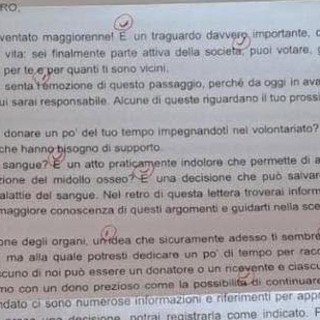 Una parte della lettera con gli errori ortografici