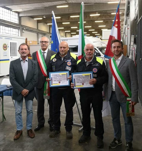 Premiati volontari di Protezione Civile di Lesegno e Vicoforte che hanno prestato soccorso in Emilia Romagna