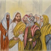 “Gesù ammaestra i sadducèi”, disegno dell’artista braidese Pinuccia Sardo