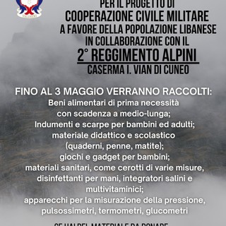 Valdieri aderisce alla campagna di solidarietà per il Libano