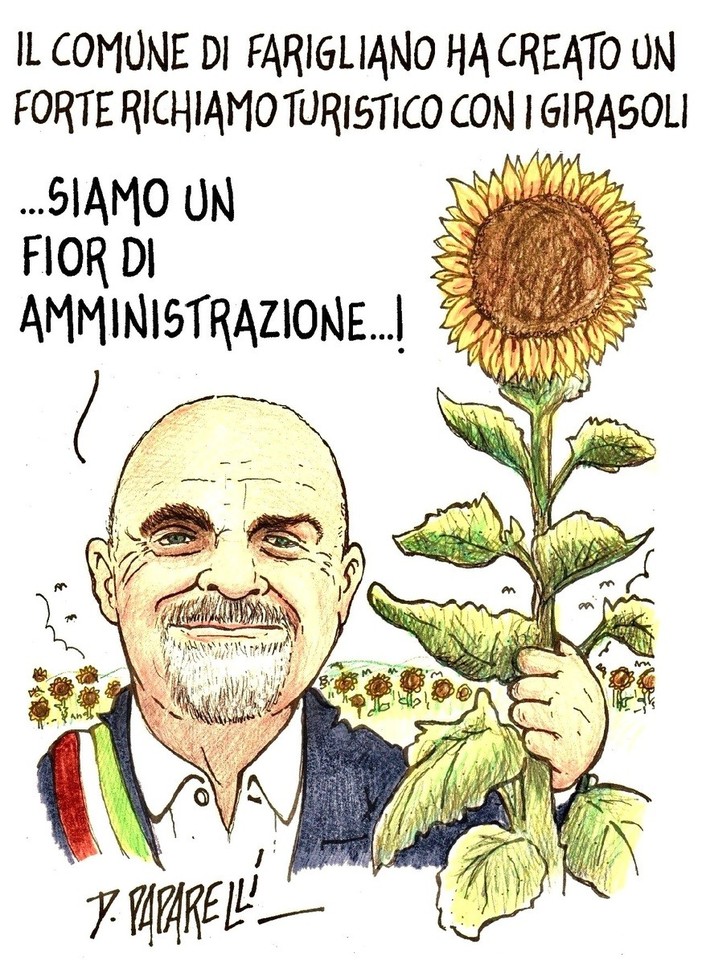 I Girasoli di Farigliano nella vignetta di Danilo Paparelli