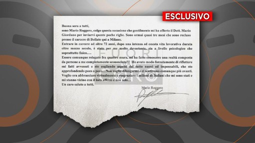 Mario Roggero scrive a "Fuori dal Coro": "Entrare in carcere a 72 anni è stato devastante" Mario Roggero scrive a "Fuori dal Coro": "Entrare in carcere a 72 anni è stato devastante"