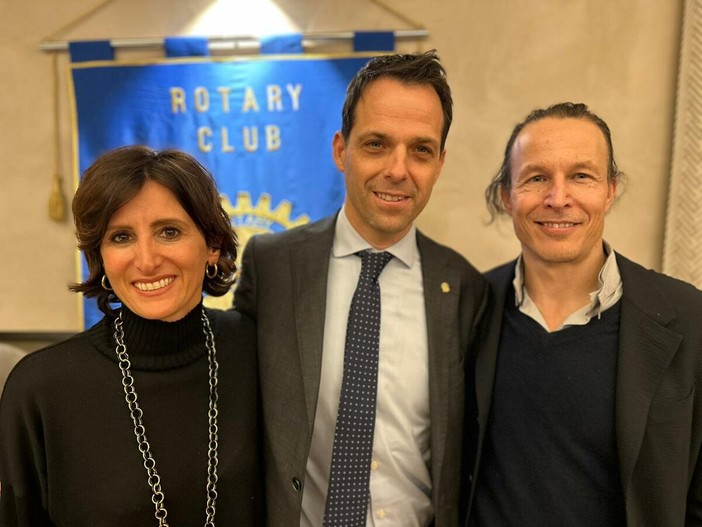 La regista Alice Filippi, il presidente Rotary Luigi Giulini Richard, l'attore regista Roberto Zibetti
