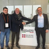 Il consigliere di Envie, delegato allo sport, Andrea Ribotta, il sindaco Roberto Mellano e l'assessore regionale Paolo Bongioanni