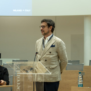 Il presidente dell'Ente Fiera Axel Iberti durante la presentazione della Fiera Internazionale del Tartufo Bianco d'Alba 2026 a Milano