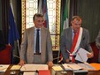 Il sindaco di Alba, Carlo Bo, con il Presidente del Consiglio, Domenico Boeri