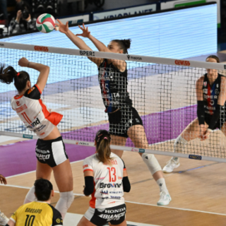 Le Gatte in azione nel match contro Bergamo