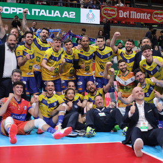 La gioia dei giocatori di Brescia vincitori della Coppa Italia (Foto: Margherita leone)