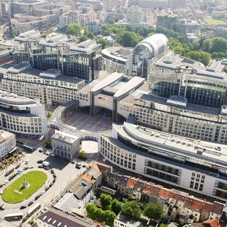 Una veduta aerea del Parlamento Europeo di Bruxelles