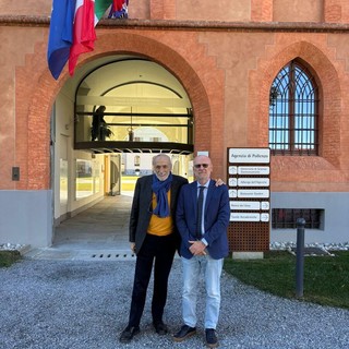 Carlo Petrini con Luigi Barbero all'Agenzia di Pollenzo