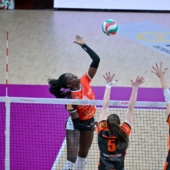 Bintu Diop, premiata MVP del match, in azione contro Macerata (foto di Danilo Ninotto) Bintu Diop, premiata MVP del match, in azione contro Macerata (foto di Danilo Ninotto)