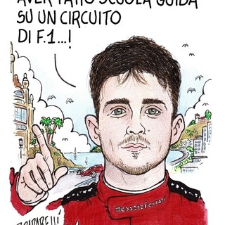 Charles Leclerc al GP di Monaco... visto dal vignettista Paparelli