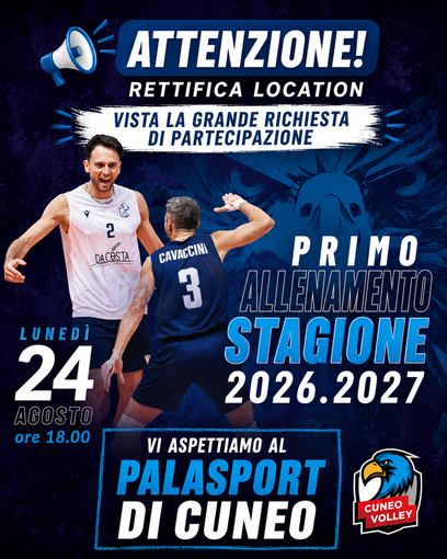 SUPERLEGA / Preseason Cuneo Volley: il via lunedì 24 agosto al Palasport, sold out in dieci giorni SUPERLEGA / Preseason Cuneo Volley: il via lunedì 24 agosto al Palasport, sold out in dieci giorni