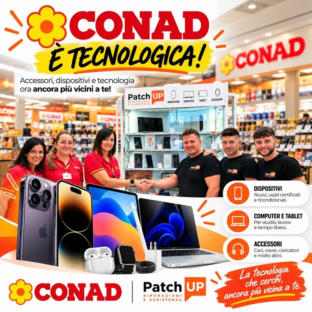 CONAD Savigliano sceglie PATCHUP: la tecnologia entra tra i servizi dedicati ai clienti CONAD Savigliano sceglie PATCHUP: la tecnologia entra tra i servizi dedicati ai clienti