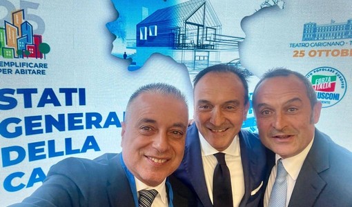 Enrico Costa, primo da destra, con il presidente della Regione Alberto Cirio e il consigliere regionale Franco Graglia