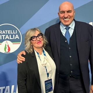 Monica Ciaburro e Guido Crosetto a Pescara, alla conferenza programmatica di Fratelli d’Italia