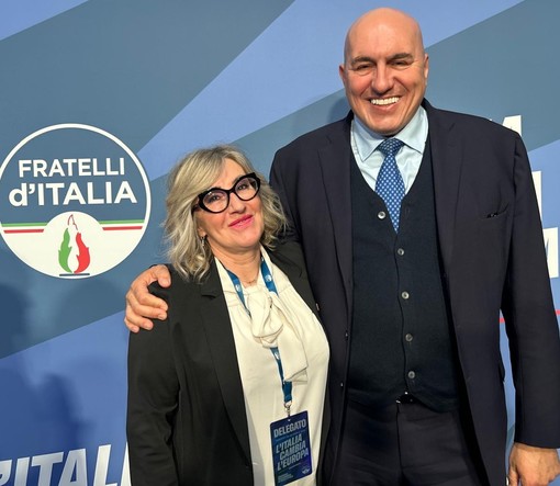 Monica Ciaburro e Guido Crosetto a Pescara, alla conferenza programmatica di Fratelli d’Italia
