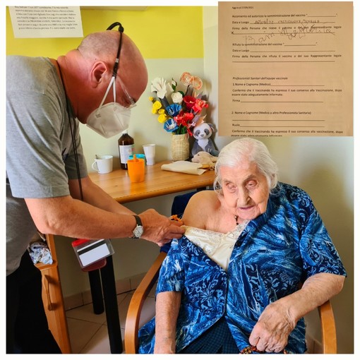 Castiglione Tinella, a 107 anni riceve la quarta dose di vaccino