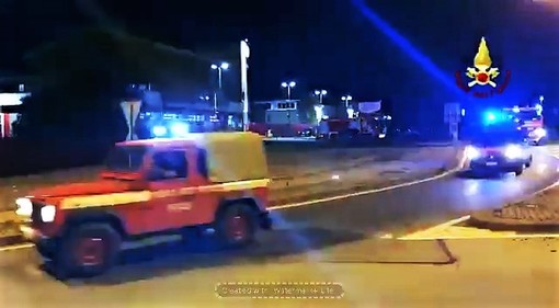 La partenza della colonna mobile dal Comando del Vigili del fuoco di Cuneo