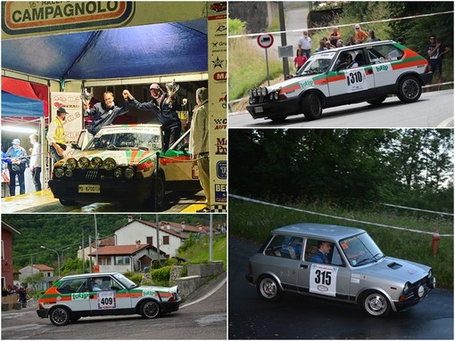 La vittoria di Merenda e Gandino al Campagnolo, La Ritmo con pilota e navigatore al Rally Lana e nella foto in basso: Carlo ed Enrico Merenda