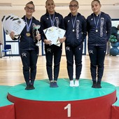 Le atlete di Cuneoginnastica Jennifer Pancera, Alissa Frakulla, Sara Hadouz e Vera Giraudo