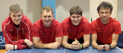 Da sinistra: il tecnico Vasilii Gushchin, Mattia Garello, Andrea Garello, Vladimir Sych