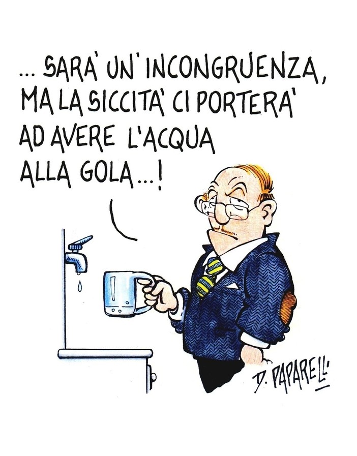 Riflessioni sulla siccità nella vignetta di Danilo Paparelli