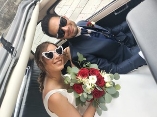 Mattia Vignolo con la sposa Emile Richiardone il giorno del loro matrimonio