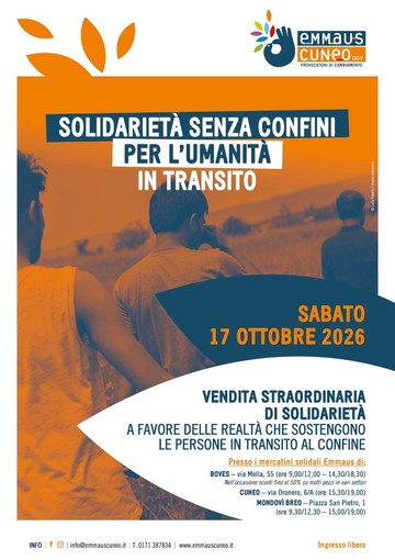 Emmaus Cuneo promuove una vendita straordinaria per i migranti in transito