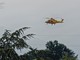 L'elisoccorso dell'emergenza sanitaria in volo su Saluzzo questo pomeriggio (foto Bruno Comba)