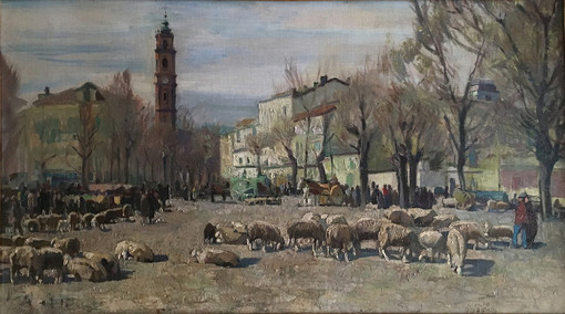 Immagine d'epoca, anno 1961: il mercato del bestiame a Saluzzo