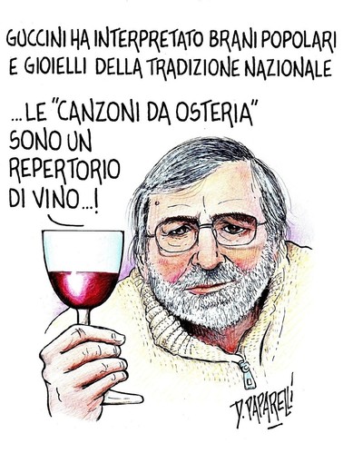 L'omaggio a Francesco Guccini nella vignetta di Paparelli L'omaggio a Francesco Guccini nella vignetta di Paparelli